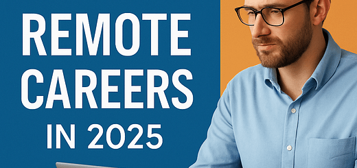 10 Remote Careers in 2025 thumbnail – remote worker on laptop with coffee mug