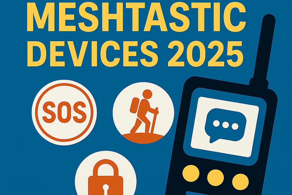 Illustration of Meshtastic devices used in off-grid communication scenarios in 2025